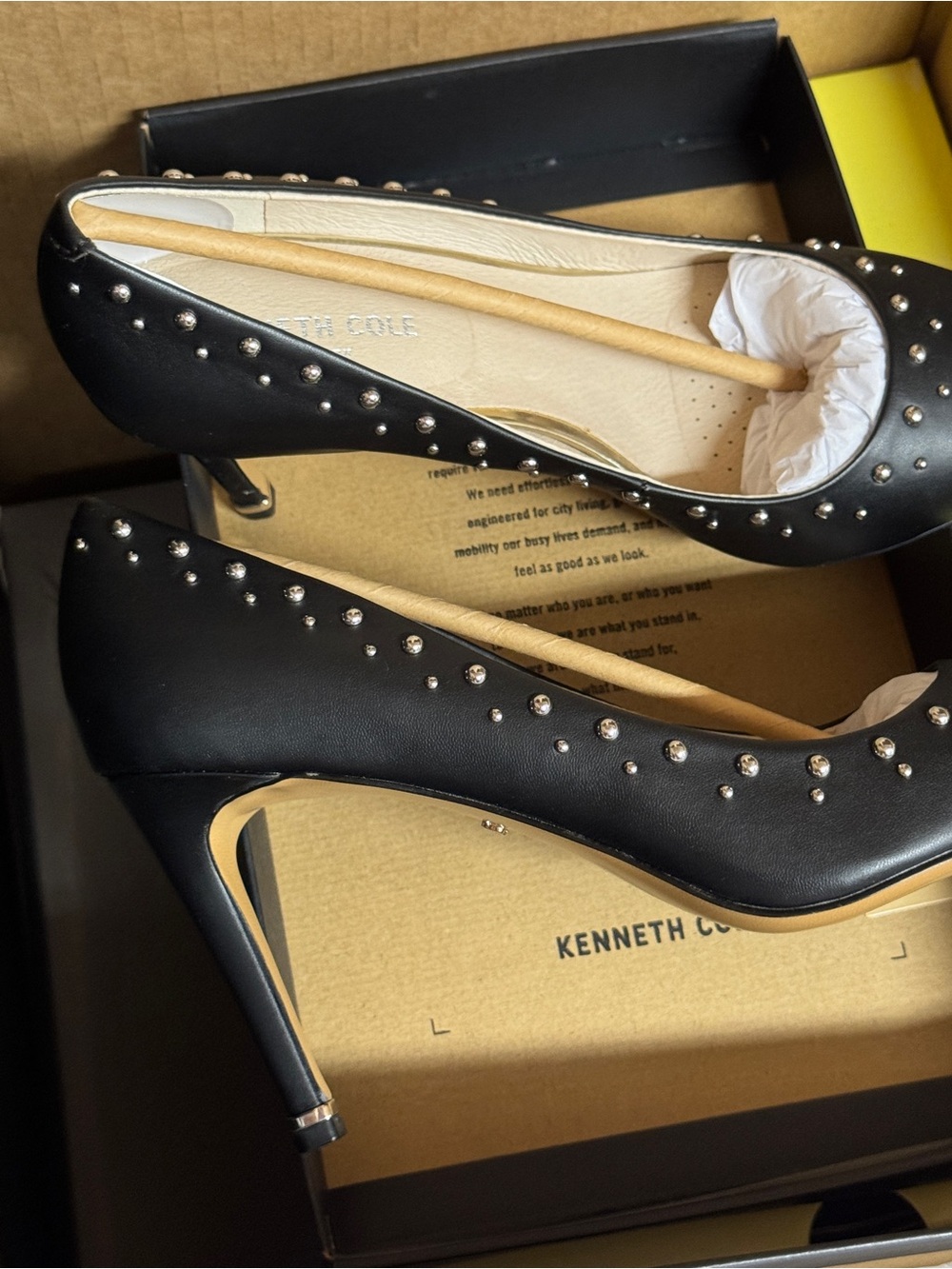 Kenneth Cole Black Studded Pointed-Toe Pump
